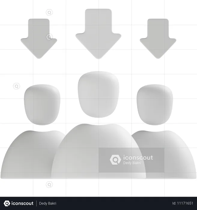 Les travailleurs ont diminué  3D Icon