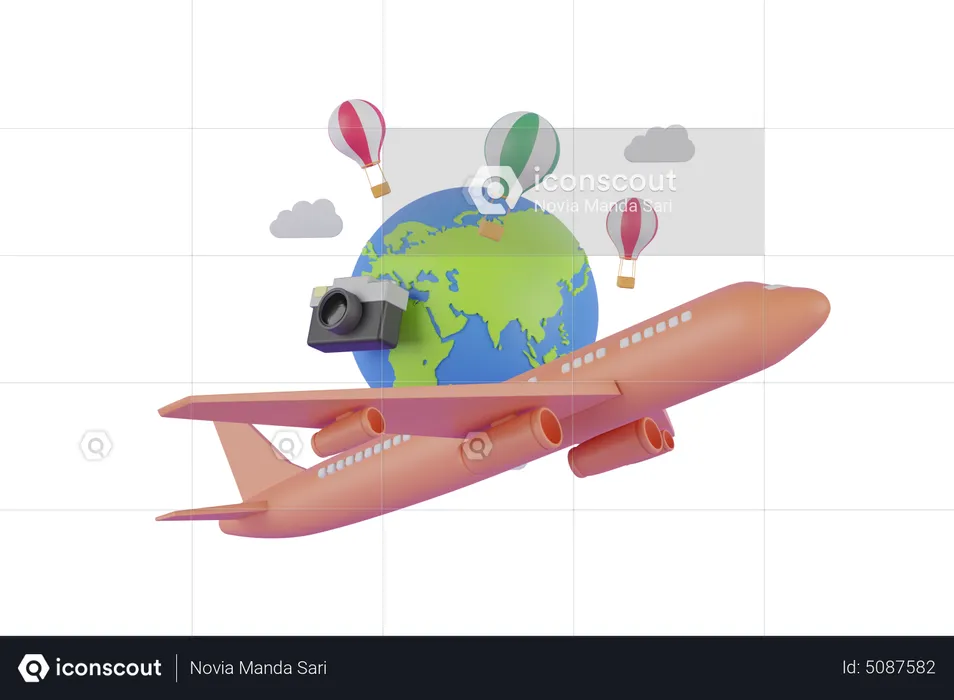 Travel by plane  3D Illustration