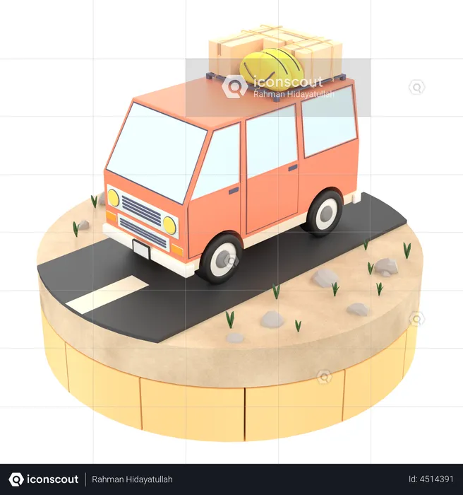 Travel Car  3D Illustration