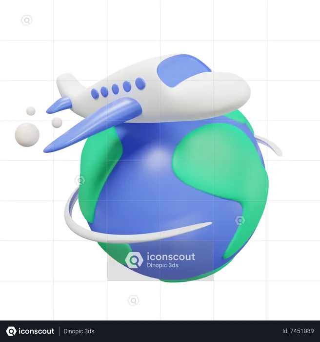 Travel On Plane  3D Icon