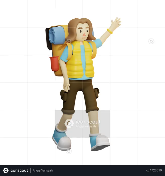 Traveler Bring Backpack  3D Illustration