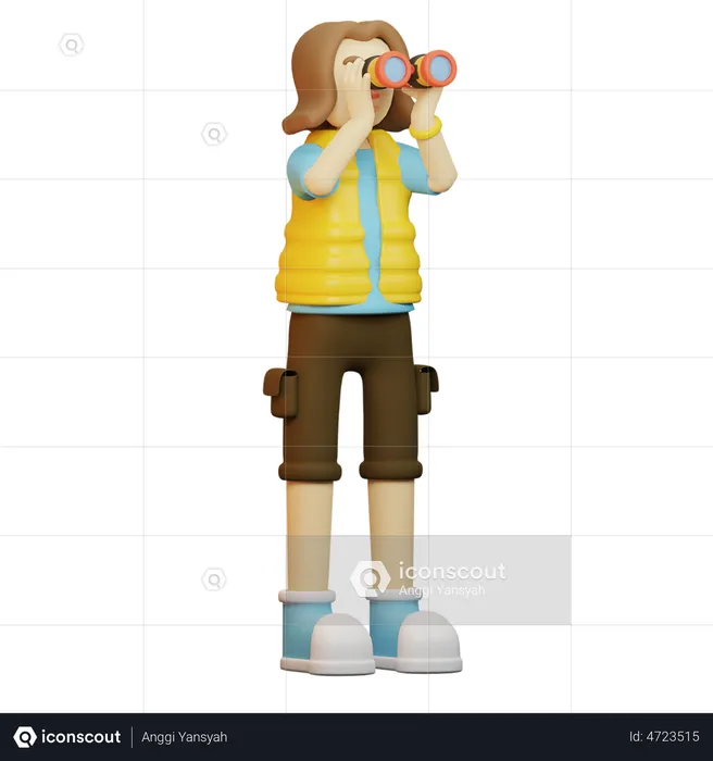 Traveler Bring Binocular  3D Illustration