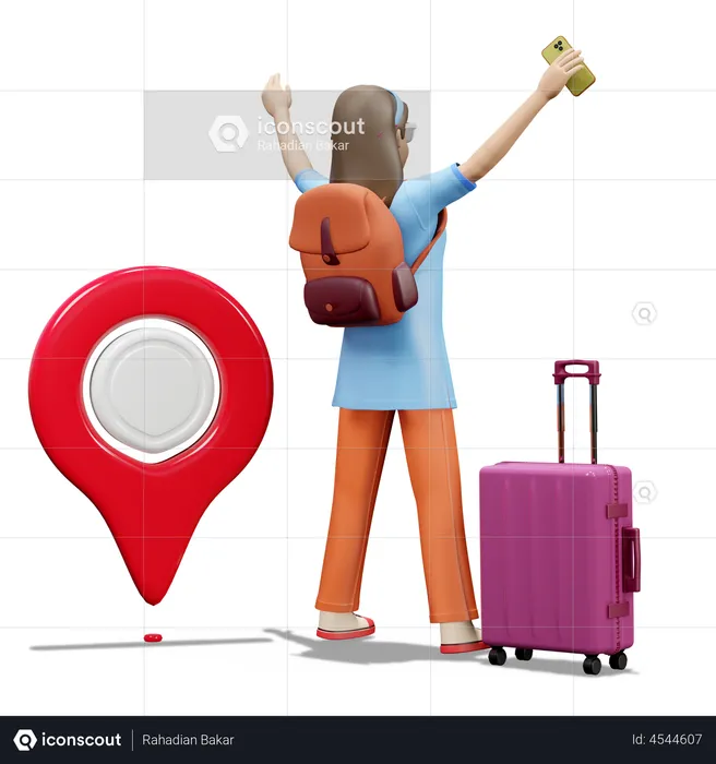 Traveler Finding Location In Phone  3D Illustration