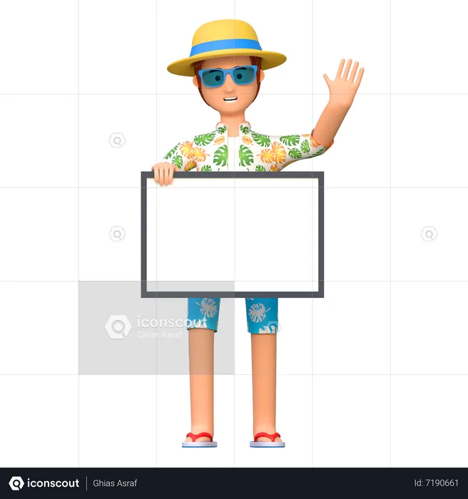 Traveler holding board sign  3D Illustration