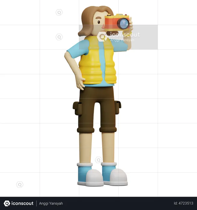 Traveler taking photo in Camera  3D Illustration