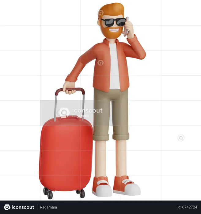 Traveler With Suitcase  3D Icon