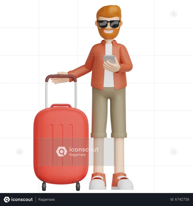 Traveler with Suitcase  3D Icon