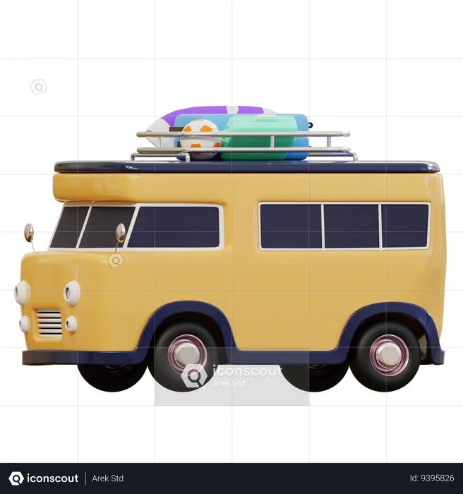 Traveling Bus  3D Illustration