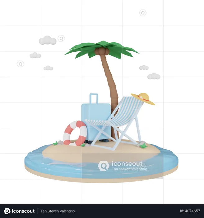 Travelling at beach  3D Illustration