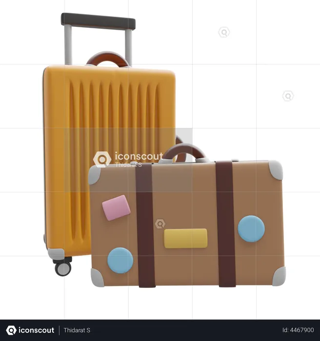 Travelling Luggages  3D Illustration