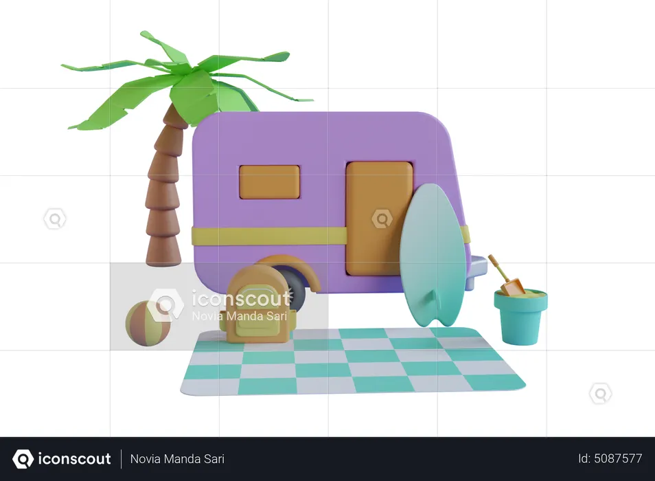 Travelling motorhome  3D Illustration