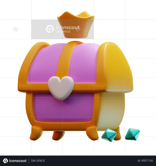 Treasure Chest With Crown  3D Icon
