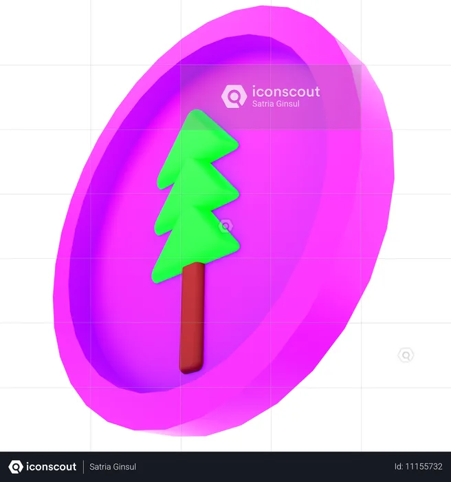 Tree Logo Flag 3D Icon