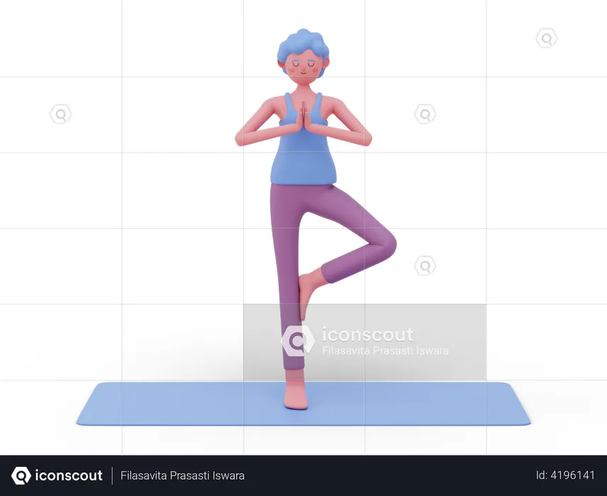Tree Yoga Pose  3D Illustration