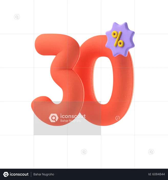 Treinta por ciento de descuento  3D Icon