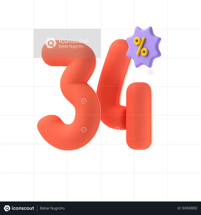 Treinta y cuatro por ciento de descuento  3D Icon