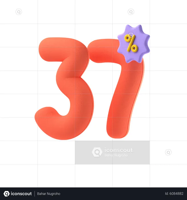 Treinta y siete por ciento de descuento  3D Icon