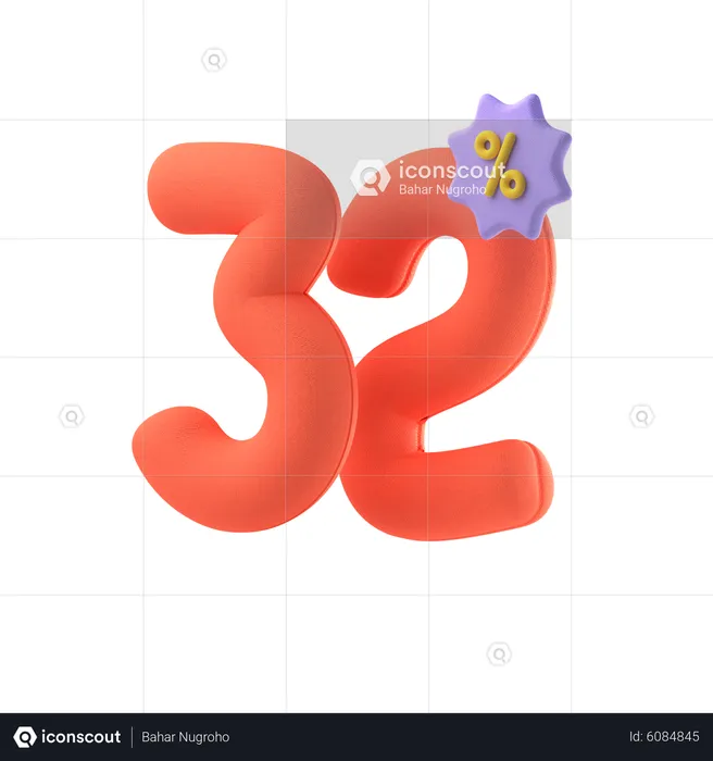 Trente-deux pour cent de réduction  3D Icon