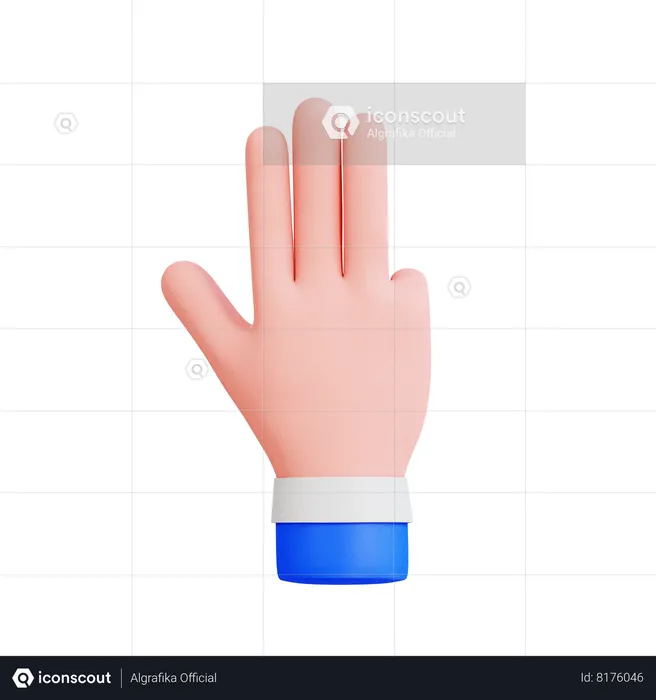 Tres dedos apuntando hacia arriba  3D Icon