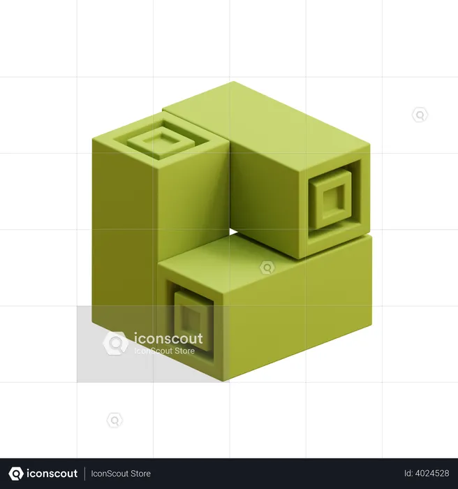 Tri Cuboids  3D Icon