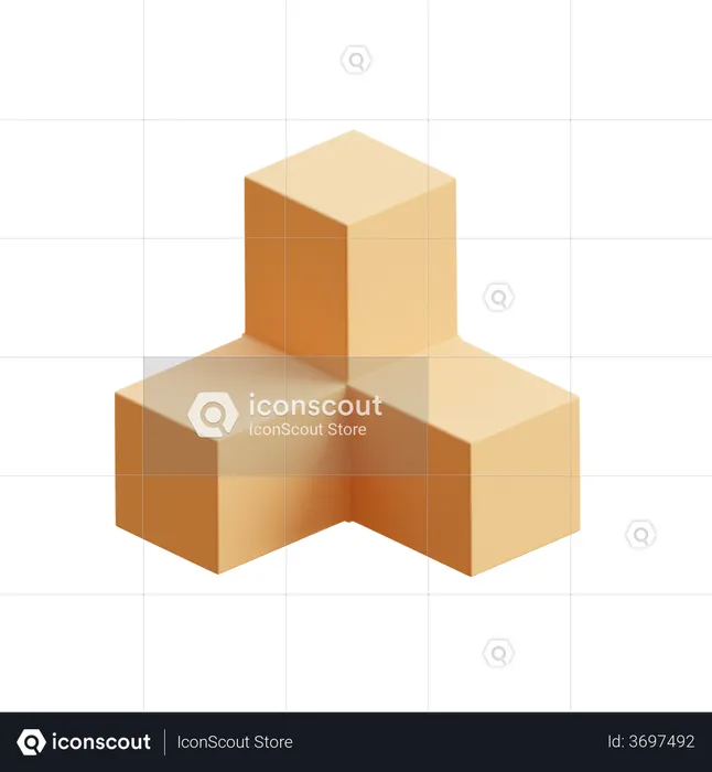 Tri Isometric Cube  3D Icon