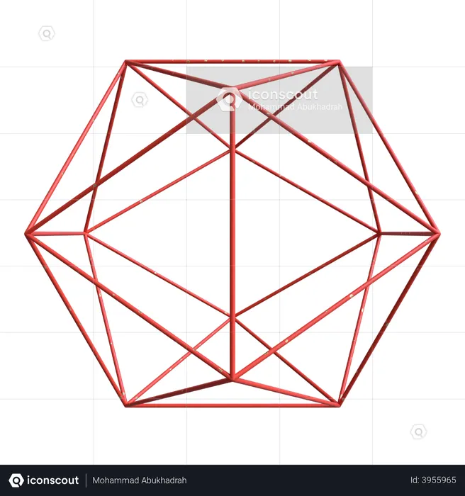 Triangle Faceted Wireframe Polygon  3D Illustration