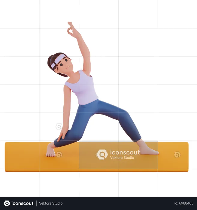 Triangle Yoga Pose  3D Illustration