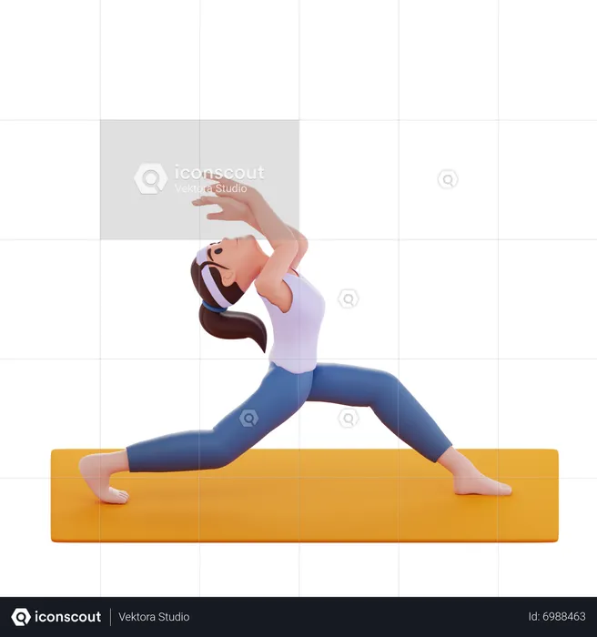 Triangle Yoga Pose  3D Illustration