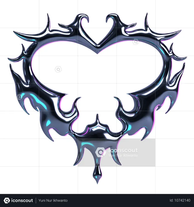 Tribal Chrome Heart  3D Icon