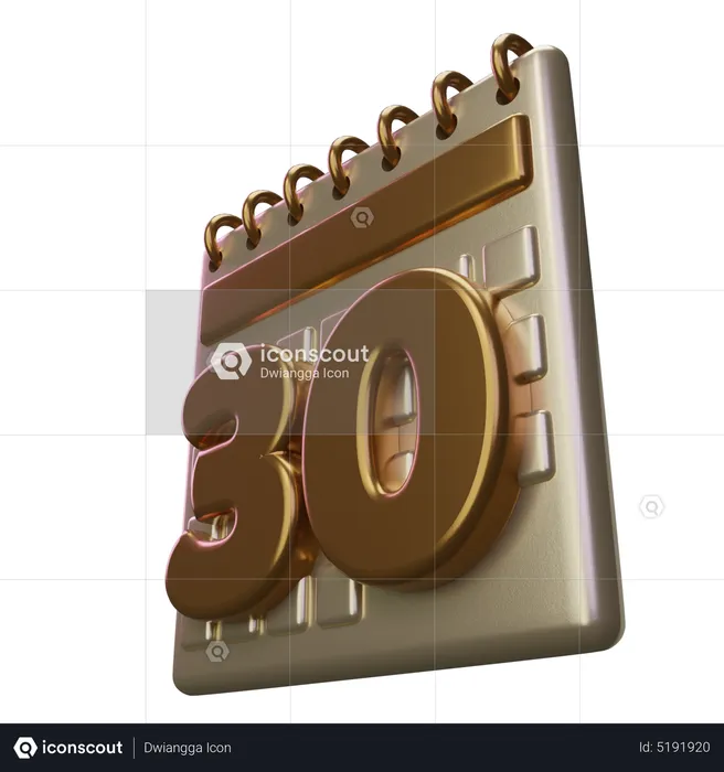 Calendário trinta  3D Icon