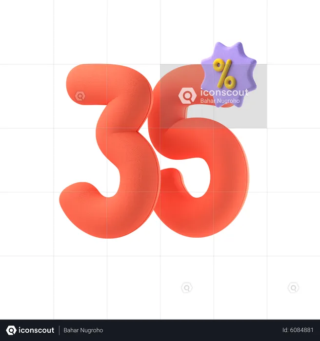 Desconto de trinta e cinco por cento  3D Icon