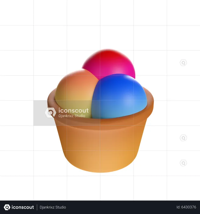 Triple Ice Cream Cup  3D Icon
