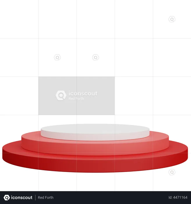 Triple Red Podium  3D Illustration