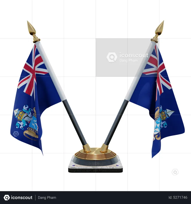 Tristan da Cunha Double (V) Desk Flag Stand Flag 3D Icon