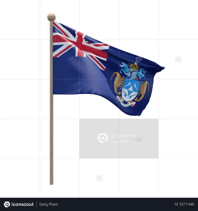 Tristan da Cunha Flagpole Flag 3D Icon
