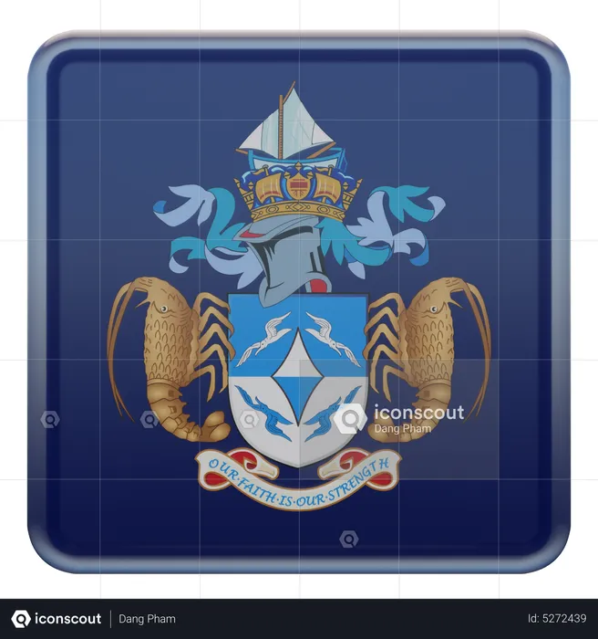 Tristan da Cunha Square Flag Flag 3D Icon