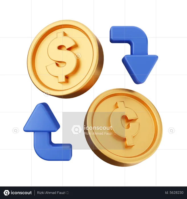 Câmbio de centavo para dólar  3D Icon