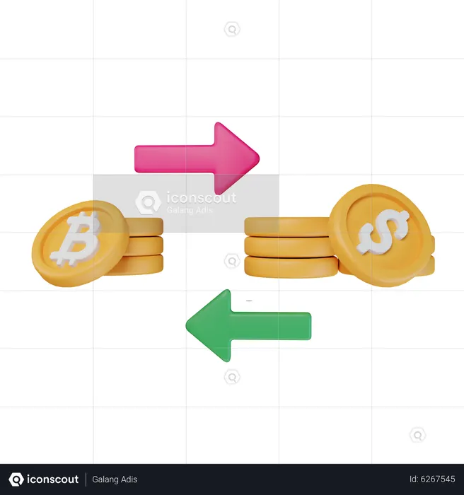 Troca de criptomoedas  3D Icon