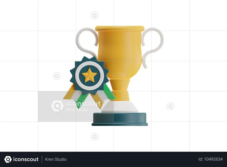 Troféu com fita de premiação  3D Icon