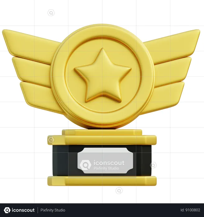 Troféu estrela alada  3D Icon