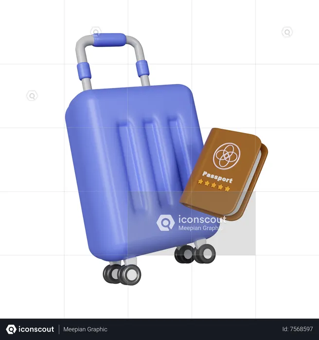 Trolley mit Reisepass  3D Icon