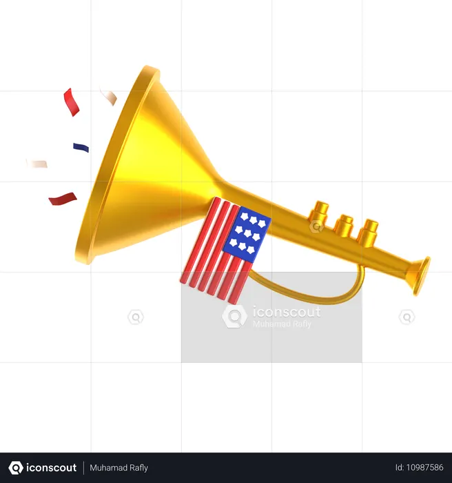 Trompeta de la independencia americana  3D Icon