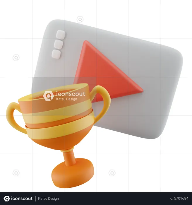 Trophy And Play Button  3D Icon