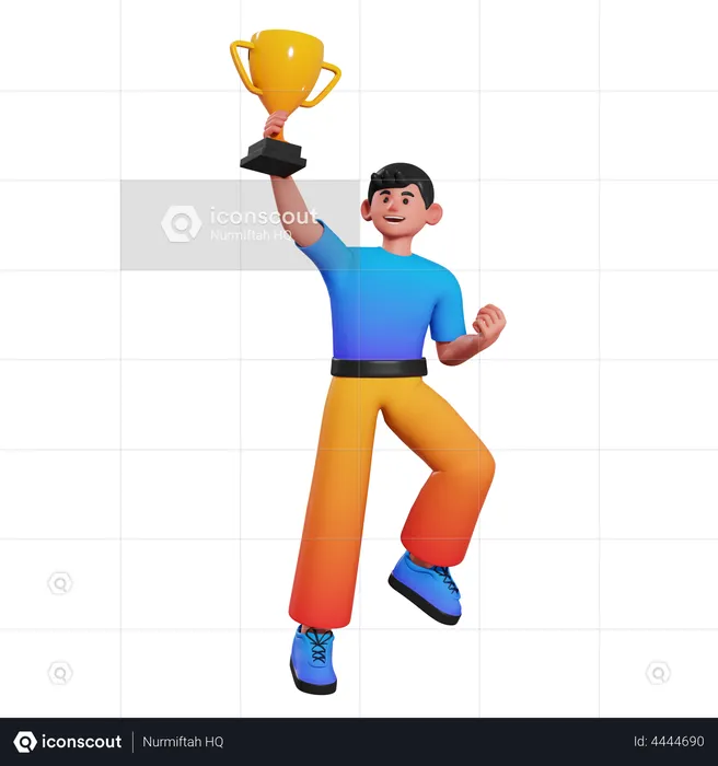 Trophy Boy  3D Illustration