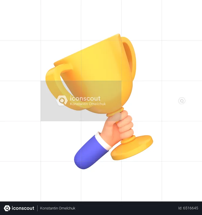 Trophy cup in hand  3D Illustration