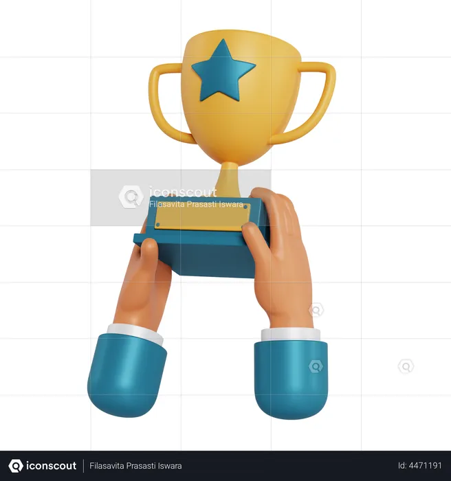 Trophy Holding Hand Gesture  3D Illustration