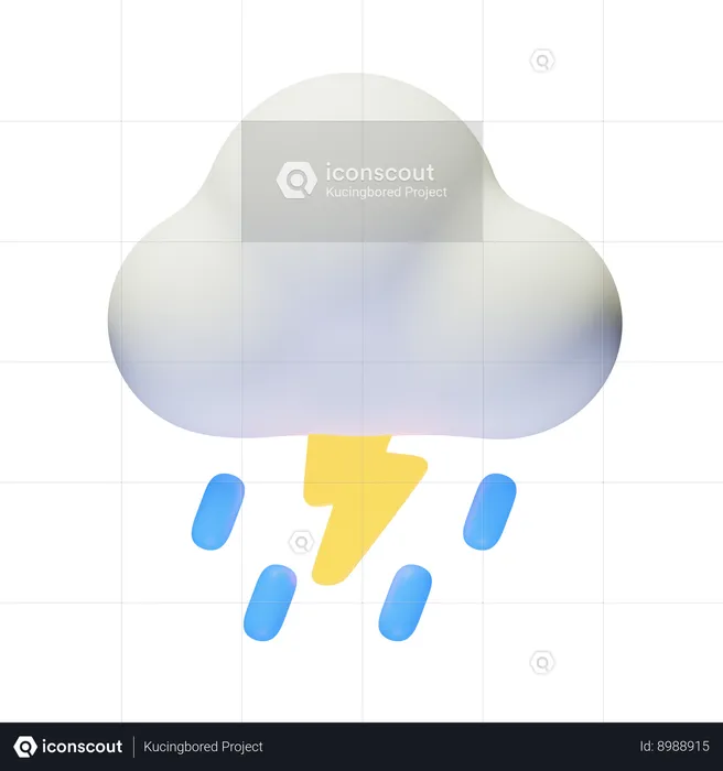 Trovão tempestade dia nuvem  3D Icon