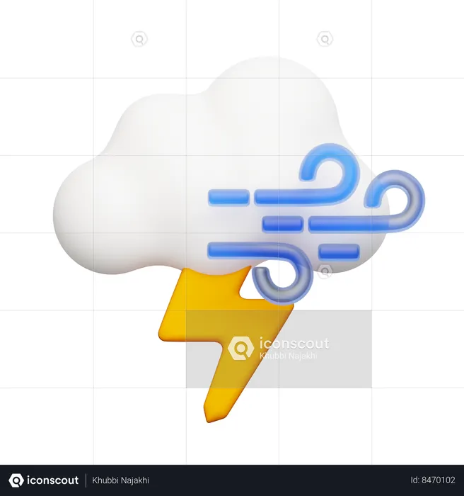 Trueno nublado  3D Icon