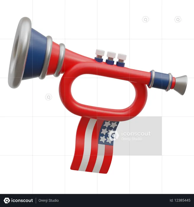 Trumpet With Flag  3D Icon