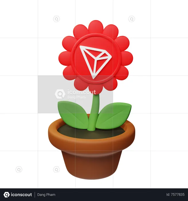 Trx Crypto Plant Pot  3D Icon